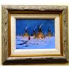 Image 2 : Cheek, C. R. (1937-2019) oil, Carrying Water in Winter Camp, 11" x 14"