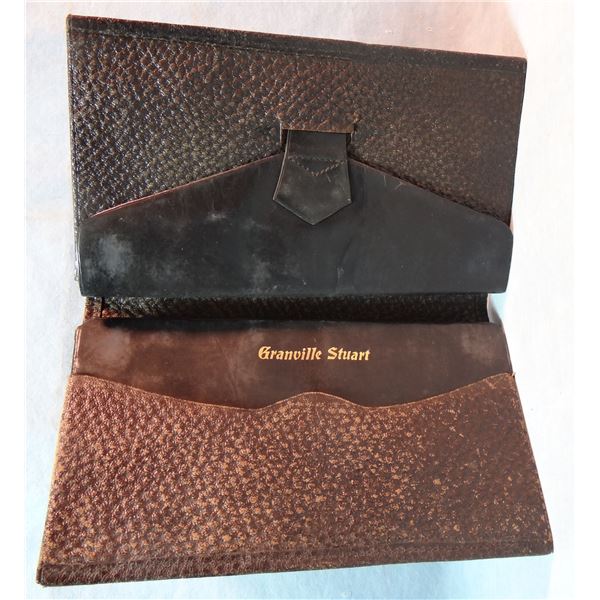 Granville Stuart’s (1834-1918) leather wallet, w/ Granville's name embossed in gold lettering. A tru