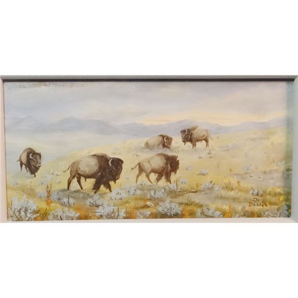 Dahlen, Oris, (1918-2003) As The Buffalo Roam, oil, 7" x 12"