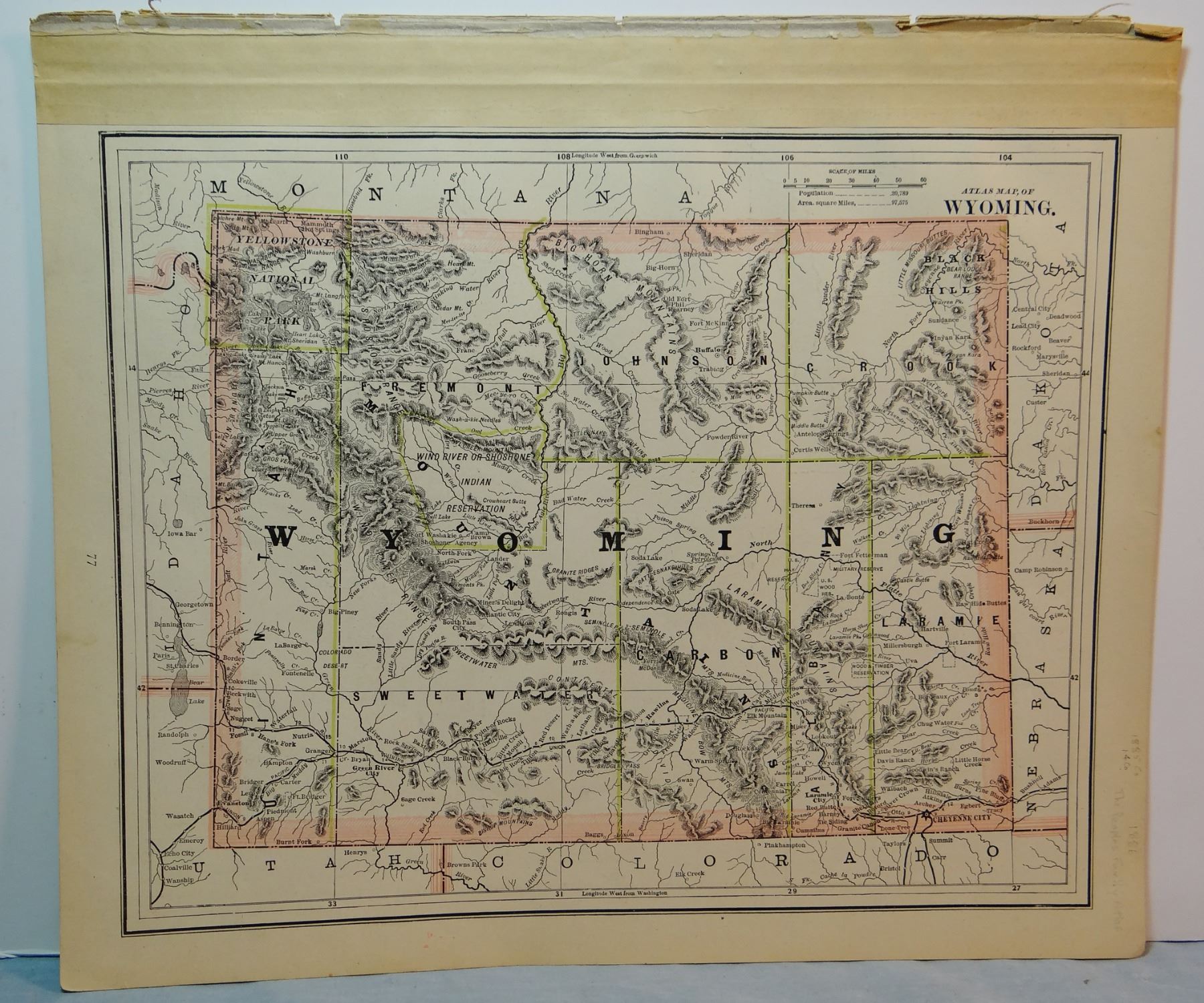 1885 Montana map, 12 x 19 inches, 14 Counties, First year Fergus Co