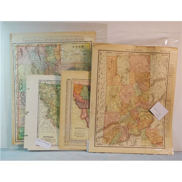 4 Early Montana maps: 1897, 12 x 19”, 24 counties; 1901, 9 1/2” x 12 ½”, 26 counties; 1909, 8 x 11”,