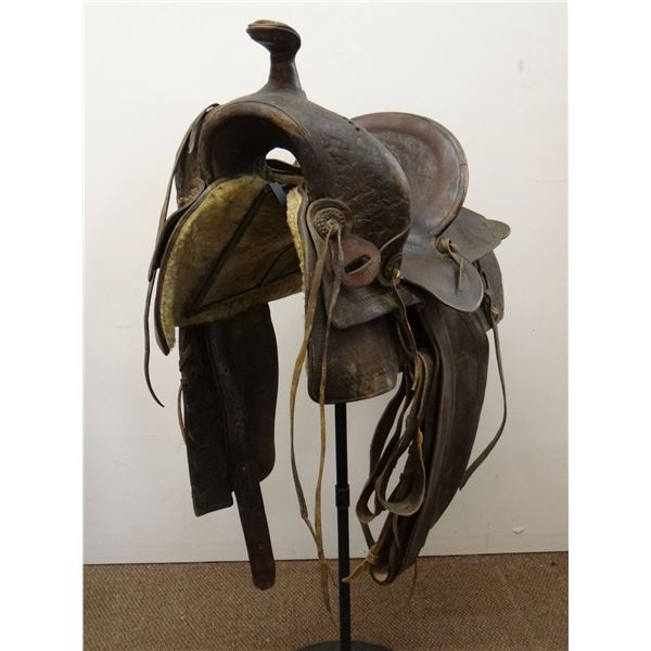 Miles City Saddlery 14" saddle, border tooled, good lining, double marked