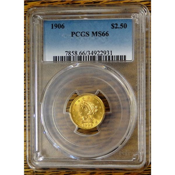 1906 Gold $2.50 Liberty, PCGS MS 66 Est. $950 - 1150