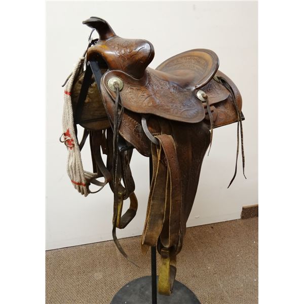 Powder River youth saddle, full flower tooled, nice