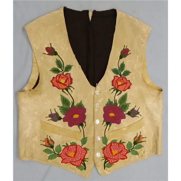 Embroidered vest, floral front, eagle & US Flag on back