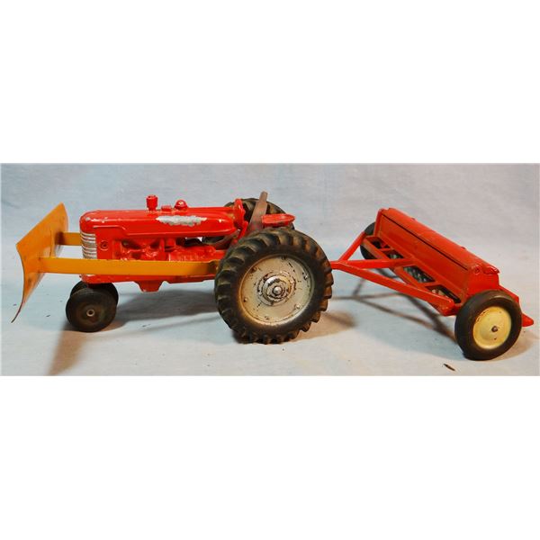 Toy tractor and grain drill