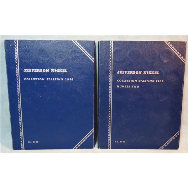 2 Jefferson nickel booklets, 1938-1961, 1962- present, partially full