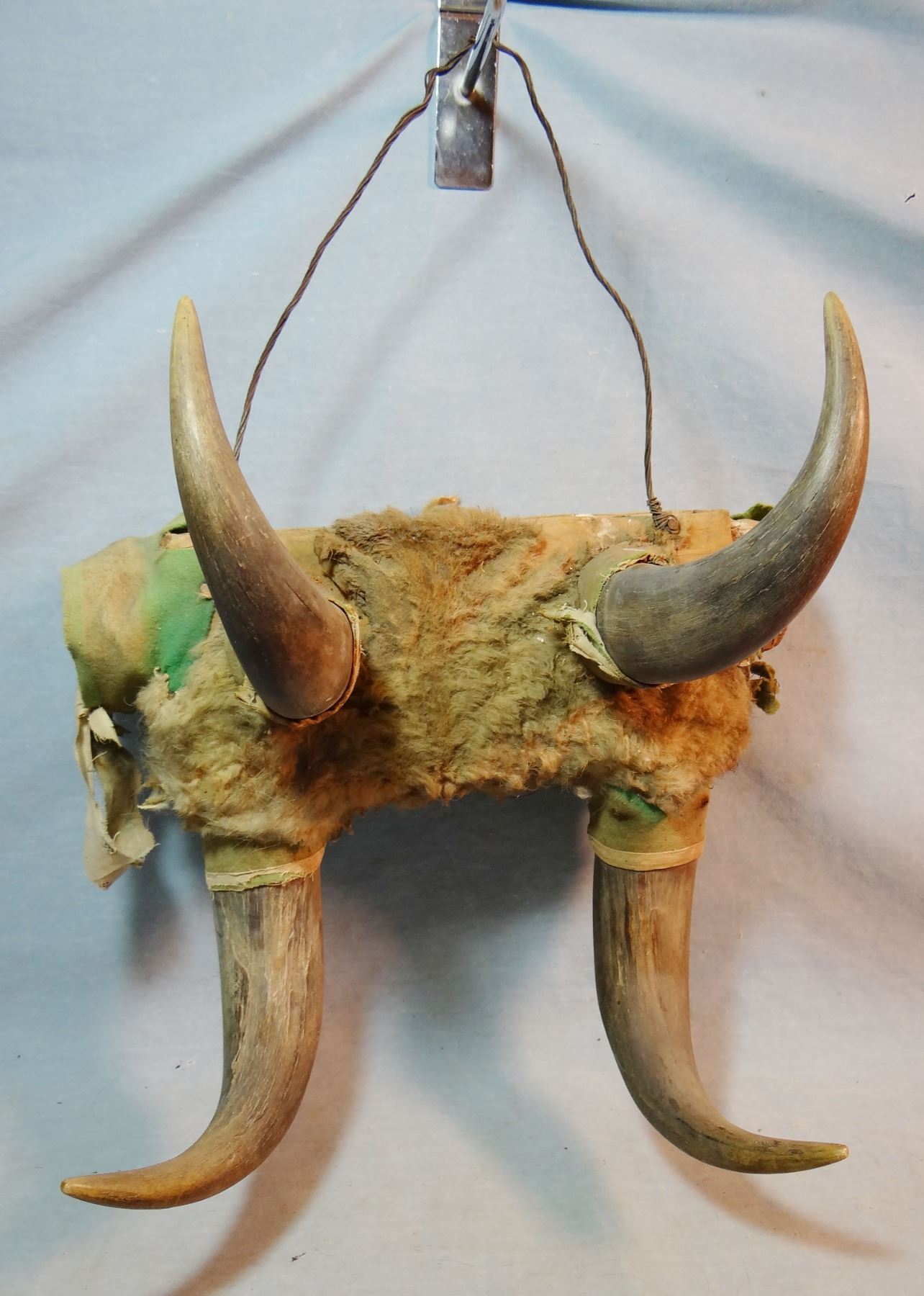 Buffalo horn hat rack,