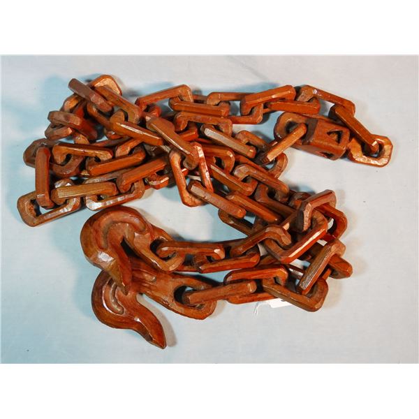 Prison-made wooden link chain, ca. early 1900's