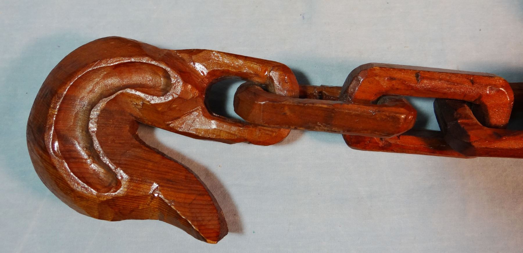 Prison-made wooden link chain, ca. early 1900's