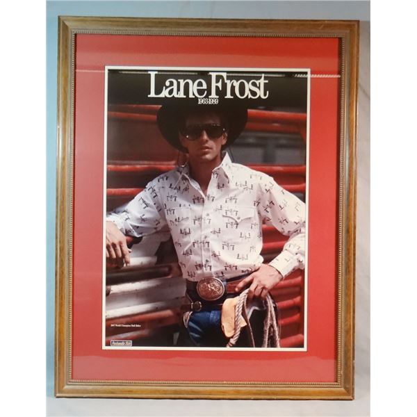 Lane Frost photo print, 24" h x 1 6" w, #142/250 and Lane Frost photo collage, 24" x 32"