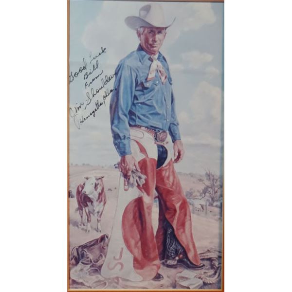 Wilson, Charles print, Jim Shoulders, 13" x 7", signed by Jim Shoulders