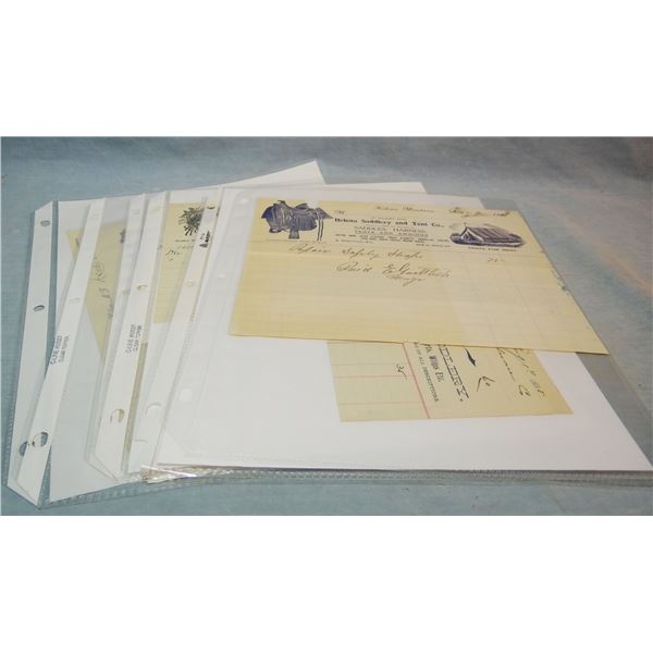 7 Helena, M. T. saddlery letterheads and 7 Non-Montana Saddlery letterheads