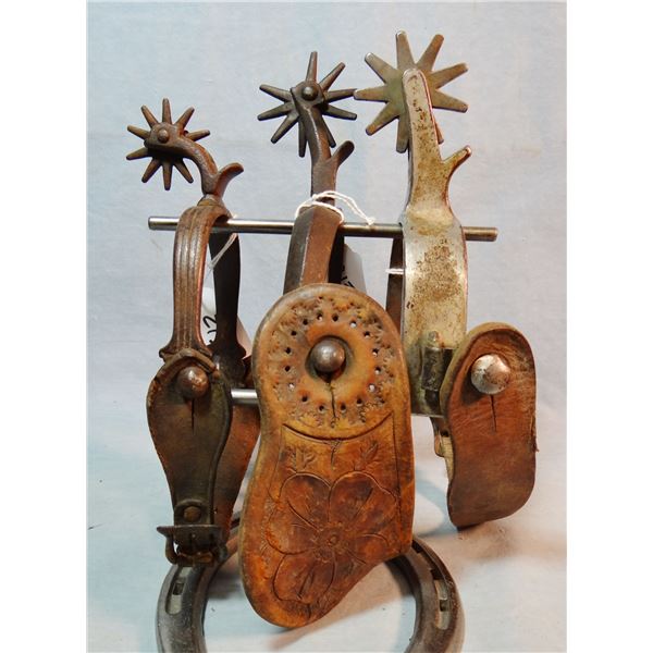 3 single spurs, 2 Buermann, one Crockett-nickel plated
