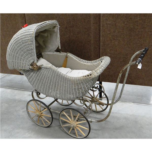 Wicker baby buggy, 45" long x 42" h, nice condition