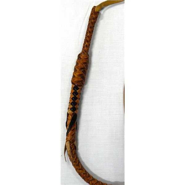 Fancy hand braided leather quirt, 36"