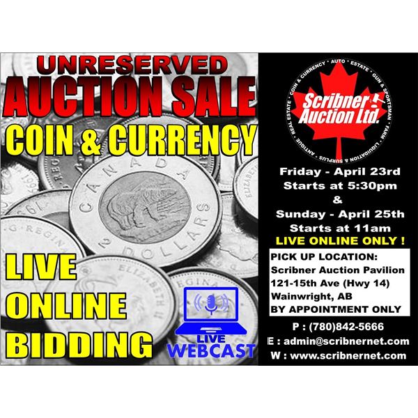 3 DAY : COIN, PRIVATE ANTIQUE COLLECTION & COIN AUCTION : APRIL 23-24-25: 2021 LIVE ONLINE ONLY