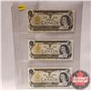 Image 1 : Canada $1 Bills (3) 1973 (See Pics for Signatures/Serial Numbers)