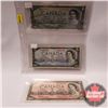 Image 1 : Canada Bills 1954 (3) : $1 ; $2; $5 (See Pics for Signatures/Serial Numbers)