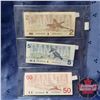 Image 2 : Canada Bills - Sheet of 3 : $2 Bill 1986; $5 Bill 1986; $50 Bill 1988 (See Pics for Signatures/Seria