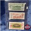 Image 2 : Canada Bills - Sheet of 3: $1Bill 1973; $2 Bill 1974; $50 Bill 1975 (See Pics for Signatures/Serial 
