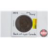 Image 1 : Bank of Upper Canada 1854 Bank Token One Penny