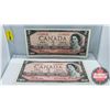 Image 1 : Canada $2 Bills 1954 (2): Beattie/Rasminsky #SU7282881 & #TU1394632