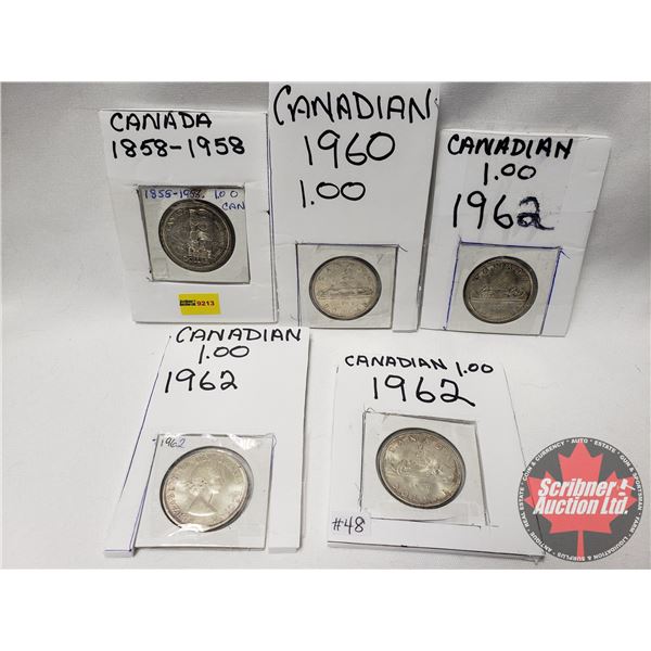 Canada Silver Dollars (5): 1958; 1960; 1962; 1962; 1962