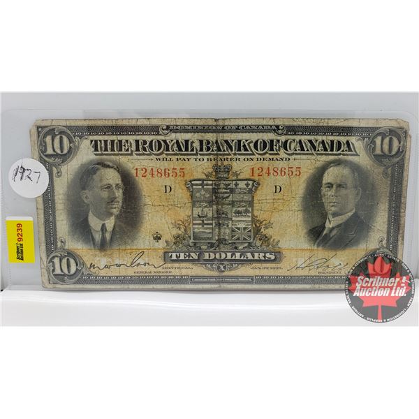 The Royal Bank of Canada $10 Bill 1927 : Wilson/Holt #1248655