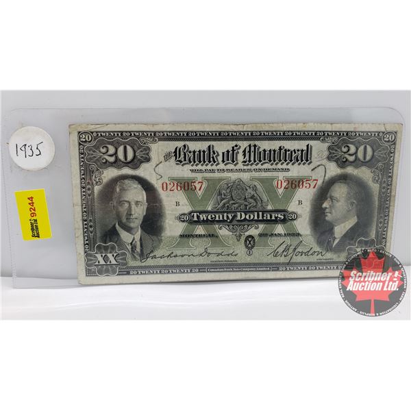 Bank of Montreal $20 Bill 1935 Dodds/Gordon #026057