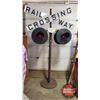 Image 1 : Railway Crossing Signal Lights w/Pole & Base for Display VERY LARGE (9FT x 6FT)