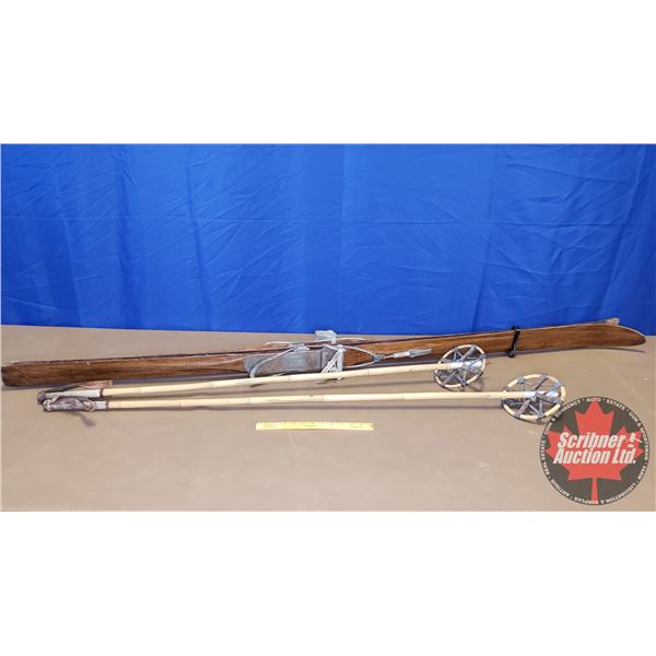 Antique Chalet Skiis & Poles (80"H)