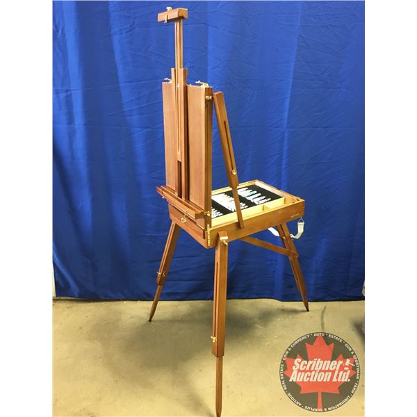 Painter's Easel with Paints (Measure Fully Extended: 75"H x 32"W x 39"D) (Measure Folded: 24"L x 17-