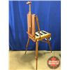 Image 1 : Painter's Easel with Paints (Measure Fully Extended: 75"H x 32"W x 39"D) (Measure Folded: 24"L x 17-