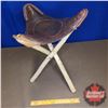 Image 1 : Leather Tripod Stool w/Mayan Calendar Motif (20"H)