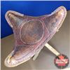 Image 2 : Leather Tripod Stool w/Mayan Calendar Motif (20"H)