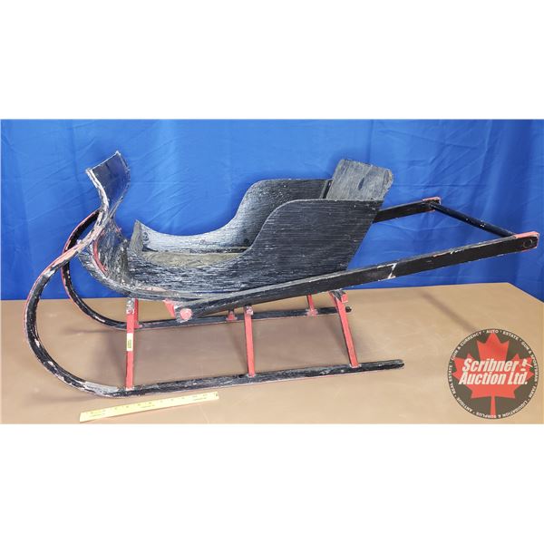 Black Painted Children's Cutter Sleigh (21"H x 14"W x 49"L)