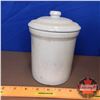 Image 2 : 1/4 Gallon Crock with Lid : Medalta Potteries Redcliff, Alta  (6-1/2"H x 5" Dia)