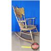 Image 1 : Oak Spindle Back Rocking Chair w/Engraved Leather Seat (37"H)