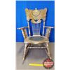 Image 2 : Oak Spindle Back Rocking Chair w/Engraved Leather Seat (37"H)