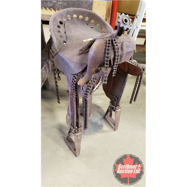 Metal Art Piece - Rustic Saddle (42 H)