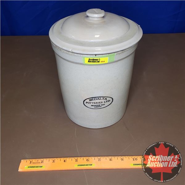 1 Gallon Crock with Lid - Medalta Potteries Ltd. Medicine Hat (10-1/2 H x 8  Dia)