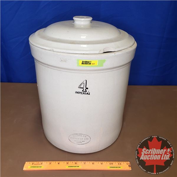 4 Gallon Crock with Lid - Medalta (15-1/2"H x 12" Dia)