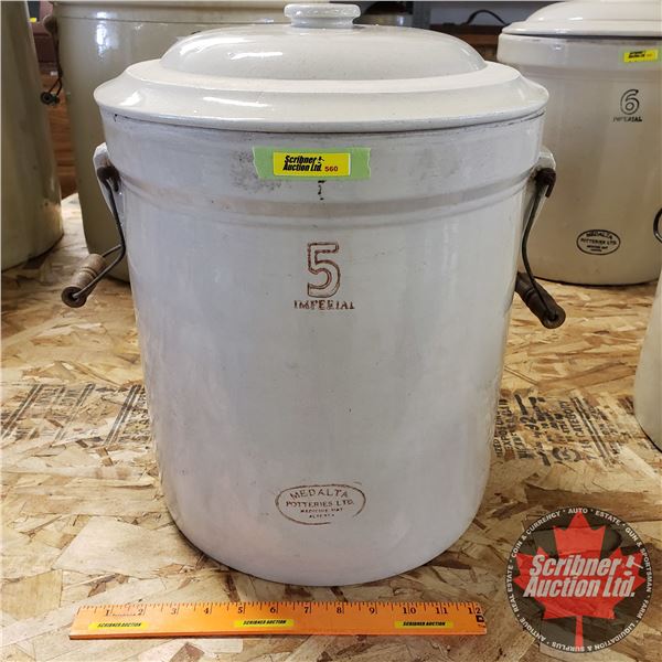 5 Gallon Crock with Lid - Medalta (16-1/2"H x 13-1/2" Dia)