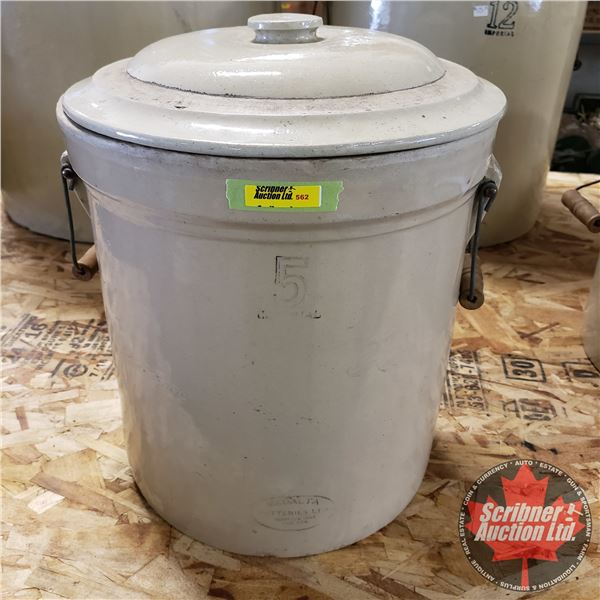 5 Gallon Crock with Lid - Medalta (16 H x 13  Dia)