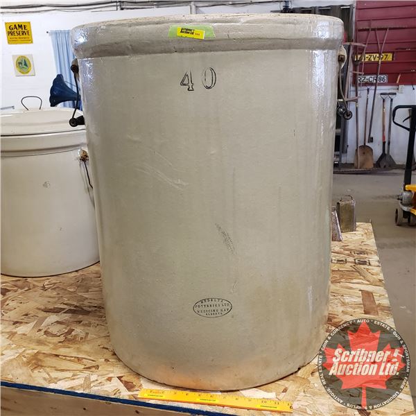 40 Gallon Crock - Medalta (28"H x 22" Dia)