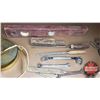 Image 3 : Tray Lot: Antique Tools (Wooden Mallet, Spoke Shaver, Wagon Hug Wrenches, etc)