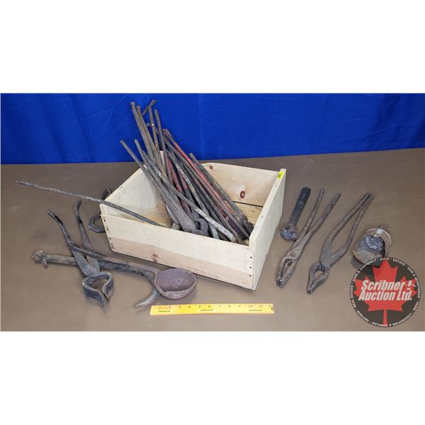 Wooden Box Lot: Black Smith Tools