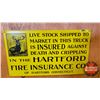 Image 1 : Single Sided Tin Sign (Repro) : Hartford Fire Insurance (11"H x 19-1/2"W)