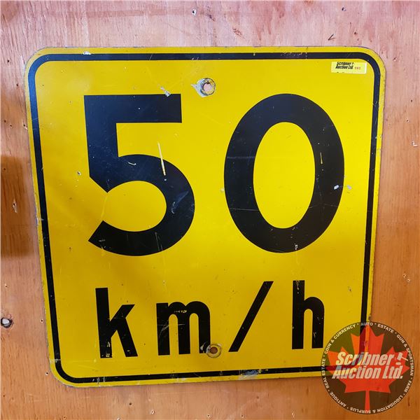 Metal Reflective Road Sign : 50km/hr (18"H x 18"W)